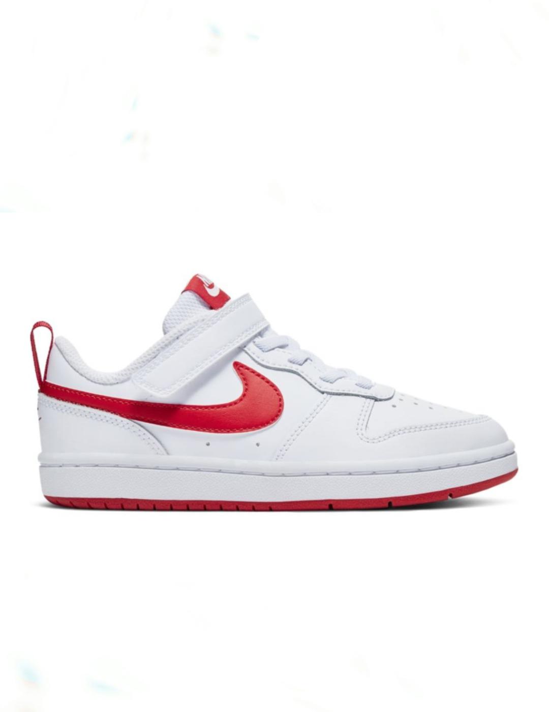 Zapatilla Nike court borough low 2 psv blanco rojo de niño