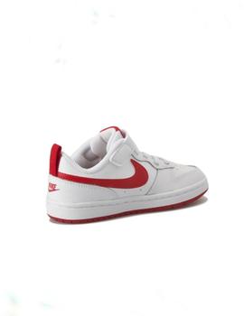 Zapatilla Nike court borough low 2 psv blanco rojo de niño