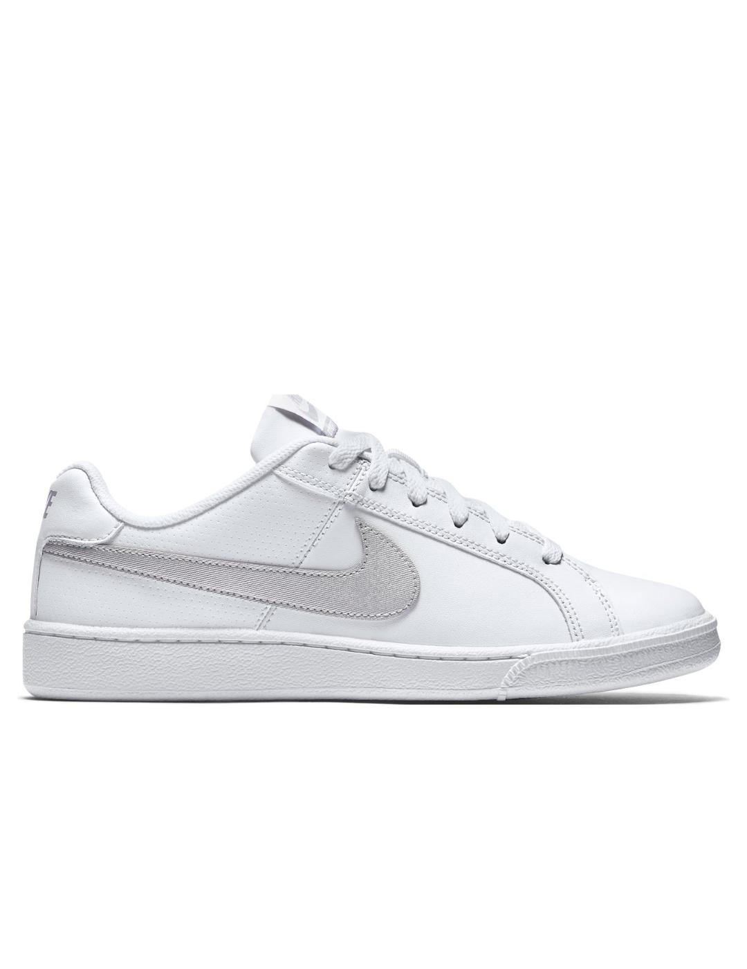 techo corte largo Desmenuzar nike court royale blanco plata de mujer