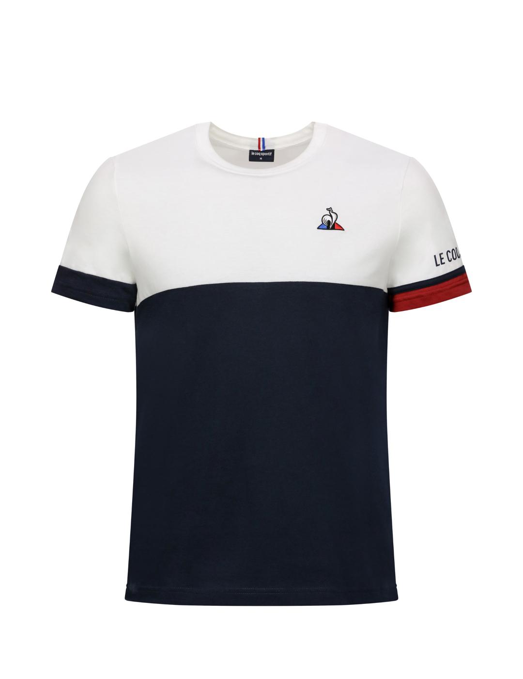 camiseta le coq sportif tri tee n1 marino blanco de hombre.