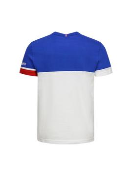 camiseta le coq sportif tri tee n1 blanco azul de hombre.