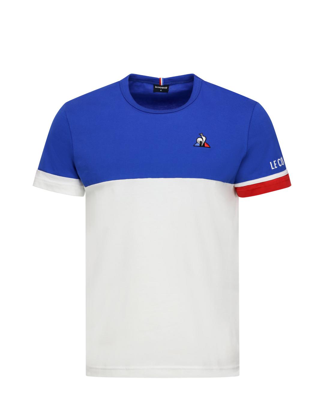 camiseta le coq sportif tri tee n1 blanco azul de hombre.