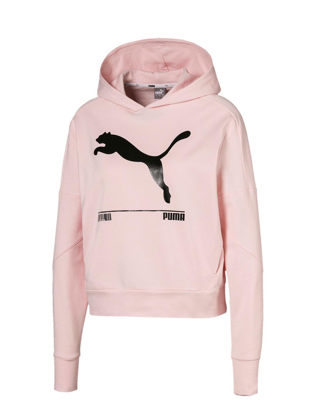 Sudadera puma Nu-tility Hoody rosa de chica.