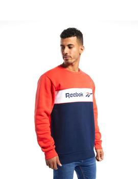 sudadera reebok cl f linear crew rojo azul de hombre