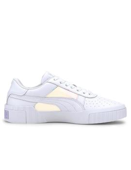 Zapatilla puma Cali glow blanco brillode mujer.