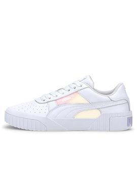 Zapatilla puma Cali glow blanco brillode mujer.