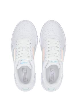 Zapatilla puma Cali glow blanco brillode mujer.