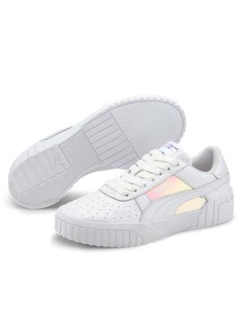 Zapatilla puma Cali glow blanco brillode mujer.