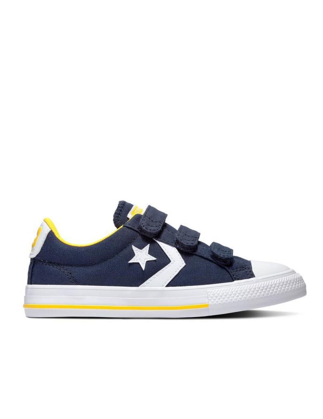 zapatilla converse star player 3v ox azul amarillo de niño