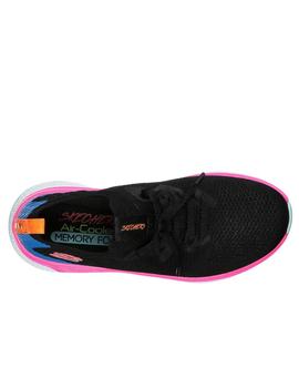 zapatillas skechers solar fuse negro rosa de mujer.