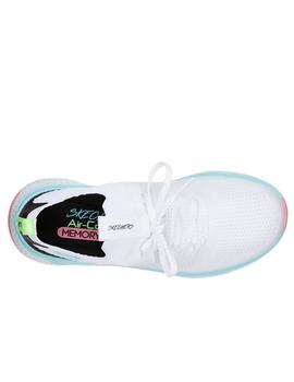 zapatillas skechers solar fuse blanco negro de mujer.