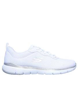 skechers flex appeal 3.0  First Insight blanco plata de muje