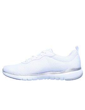 skechers flex appeal 3.0  First Insight blanco plata de muje