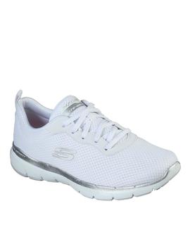 skechers flex appeal 3.0  First Insight blanco plata de muje