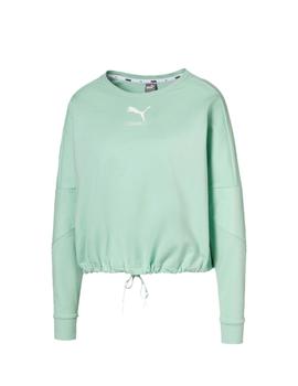 sudadera puma nu-tility crew sweat relaxed fit verde mujer.