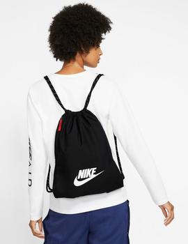 gymsack nike heritage negro blanco