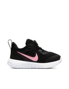 zapatilla nike revolution 5 tdv negro rosa de niña.