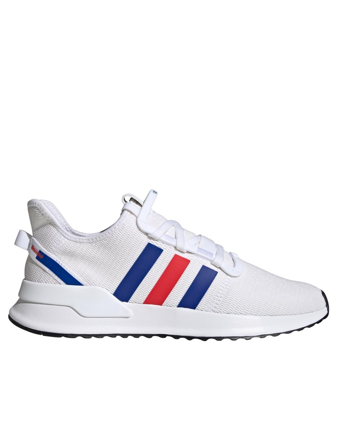 Tenis adidas blancos online con azul y rojo