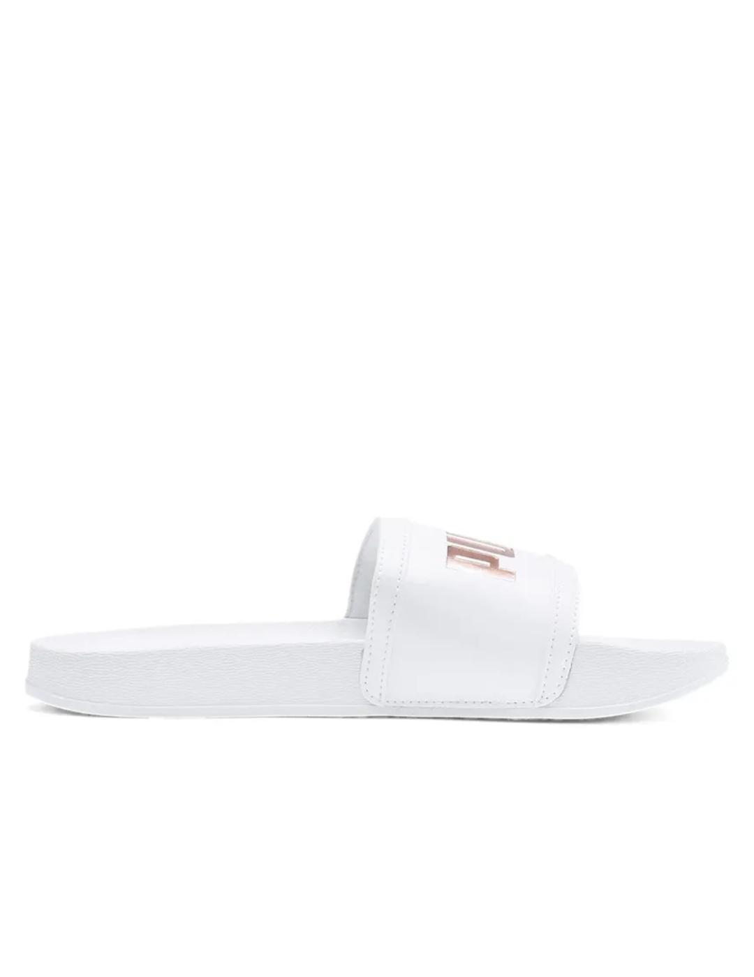 chanclas puma leadcat ftr logo metal blanco oro de mujer.