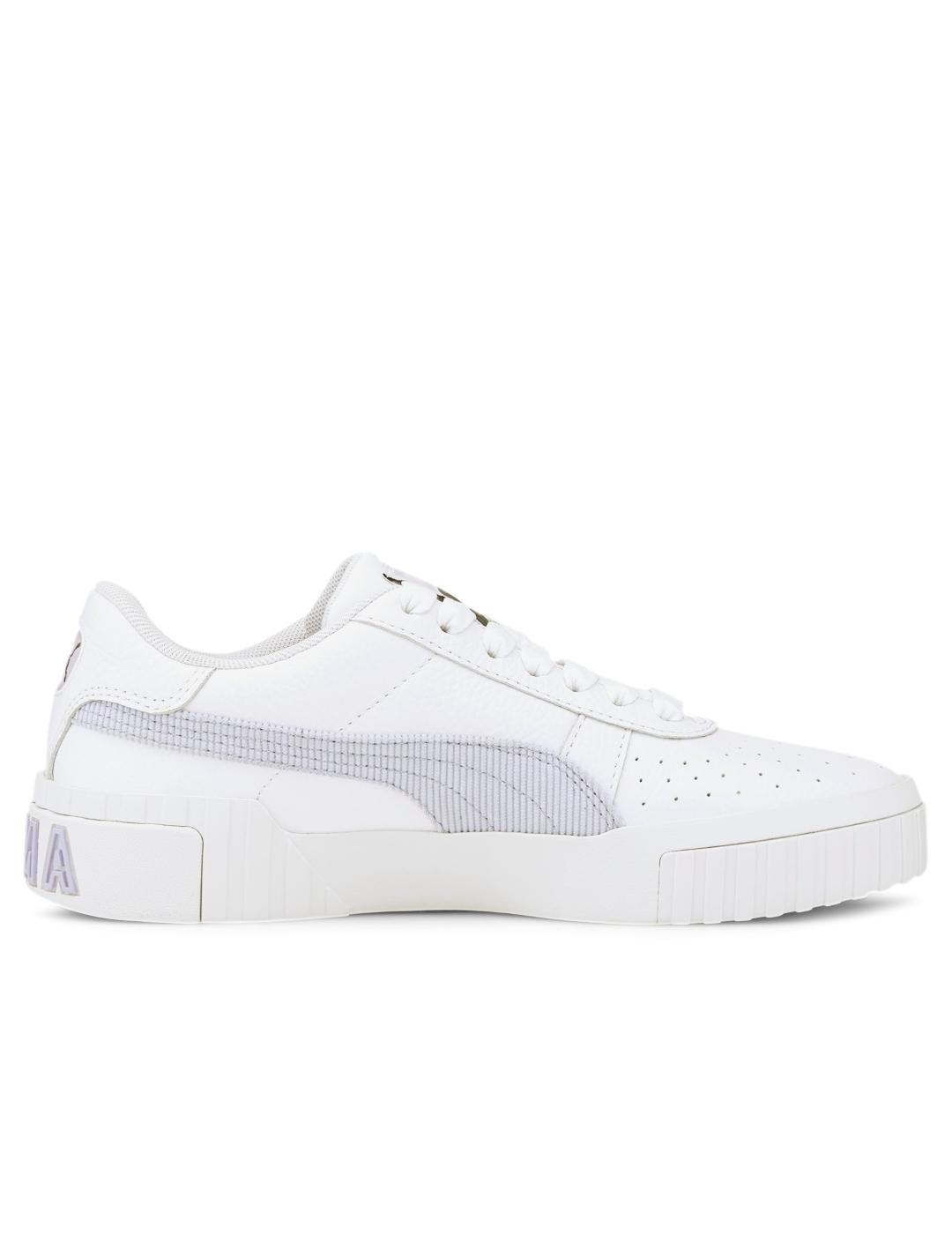 zapatillas puma cali corduroy blanco violeta de mujer.