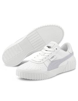 zapatillas puma cali corduroy blanco violeta de mujer.