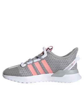 zapatilla adidas U path run gris rosa de niña.