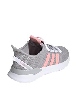 zapatilla adidas U path run gris rosa de niña.