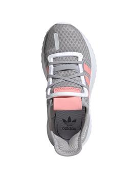 zapatilla adidas U path run gris rosa de niña.