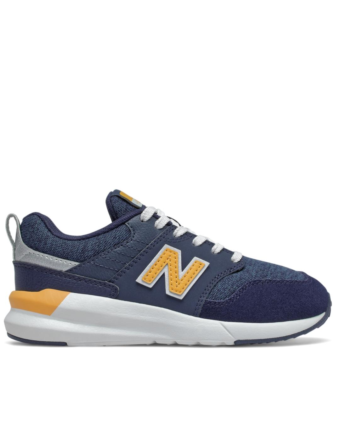 zapatillas new balance ys009ne1 azul amarillo de niño.