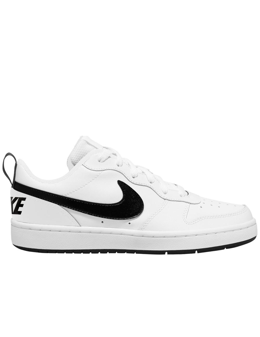 Zapatillas nike court borough low 2 gs blanco negro uisex