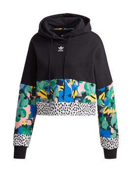 sudadera adidas cropped negro multicolor de mujer.