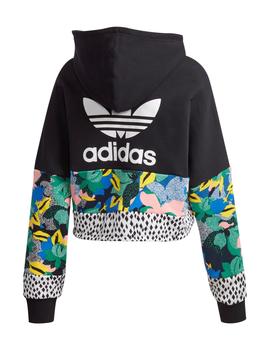 sudadera adidas cropped negro multicolor de mujer.