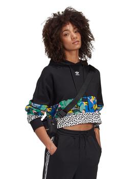 sudadera adidas cropped negro multicolor de mujer.