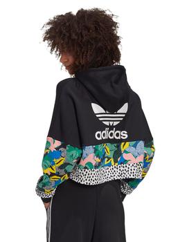 sudadera adidas cropped negro multicolor de mujer.