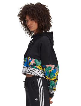 sudadera adidas cropped negro multicolor de mujer.