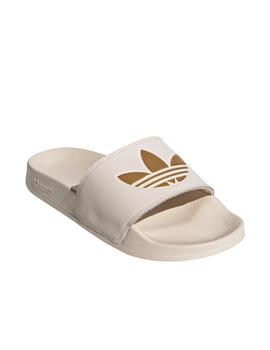 chanclas adilette lite w beige dorado de mujer.