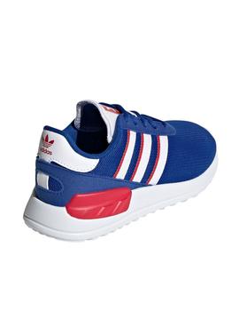 zapatillas adiads la trainer lite c azul rojo de niño.