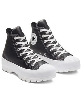 Zapatillas converse lugged hi negro piel de mujer.