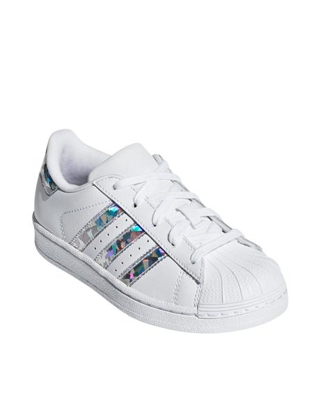 Zapatillas deportivas de niña Adidas en blanco con detalle irisdecentes