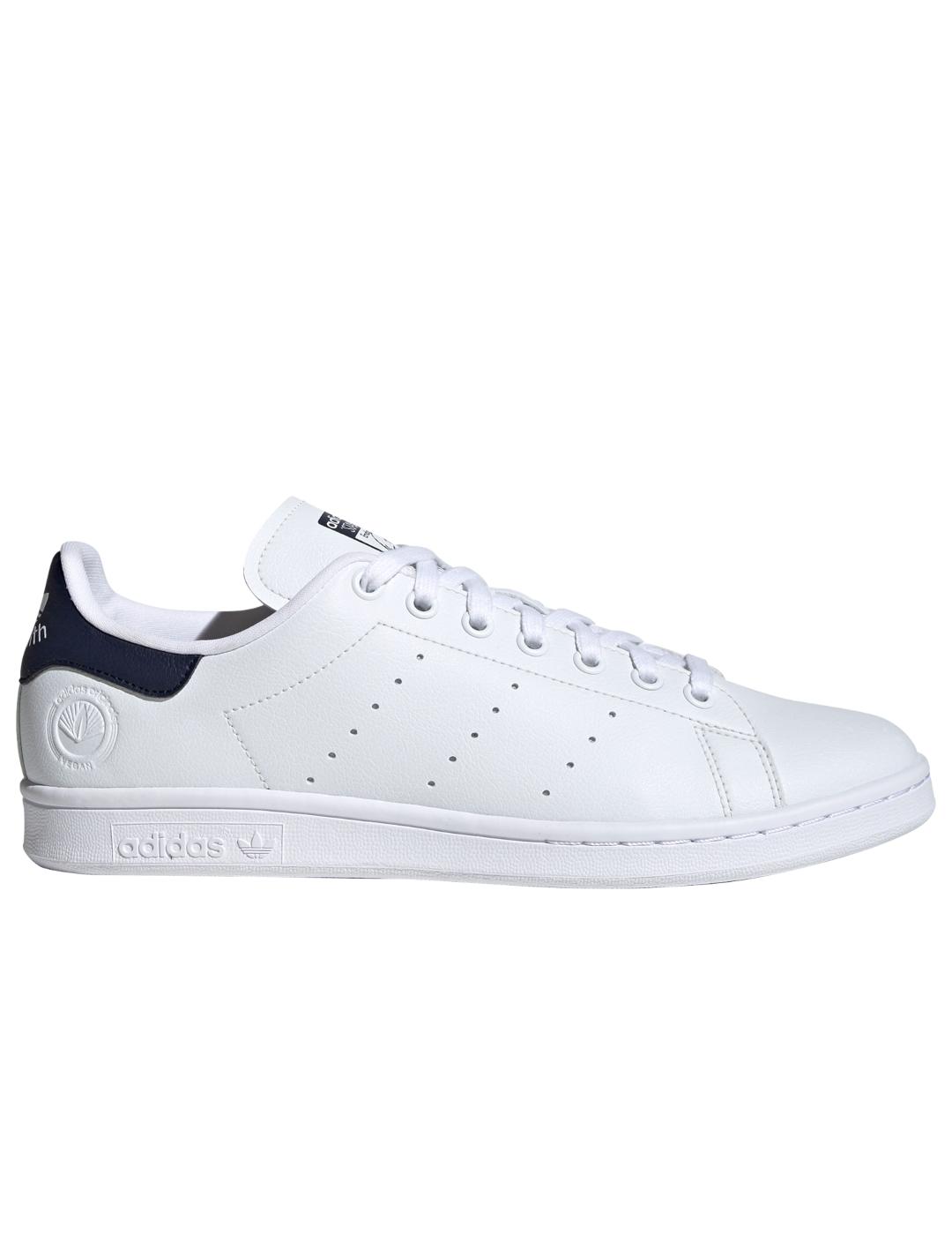 Zapatillas adidas stan smith vegan blanco azul de hombre.