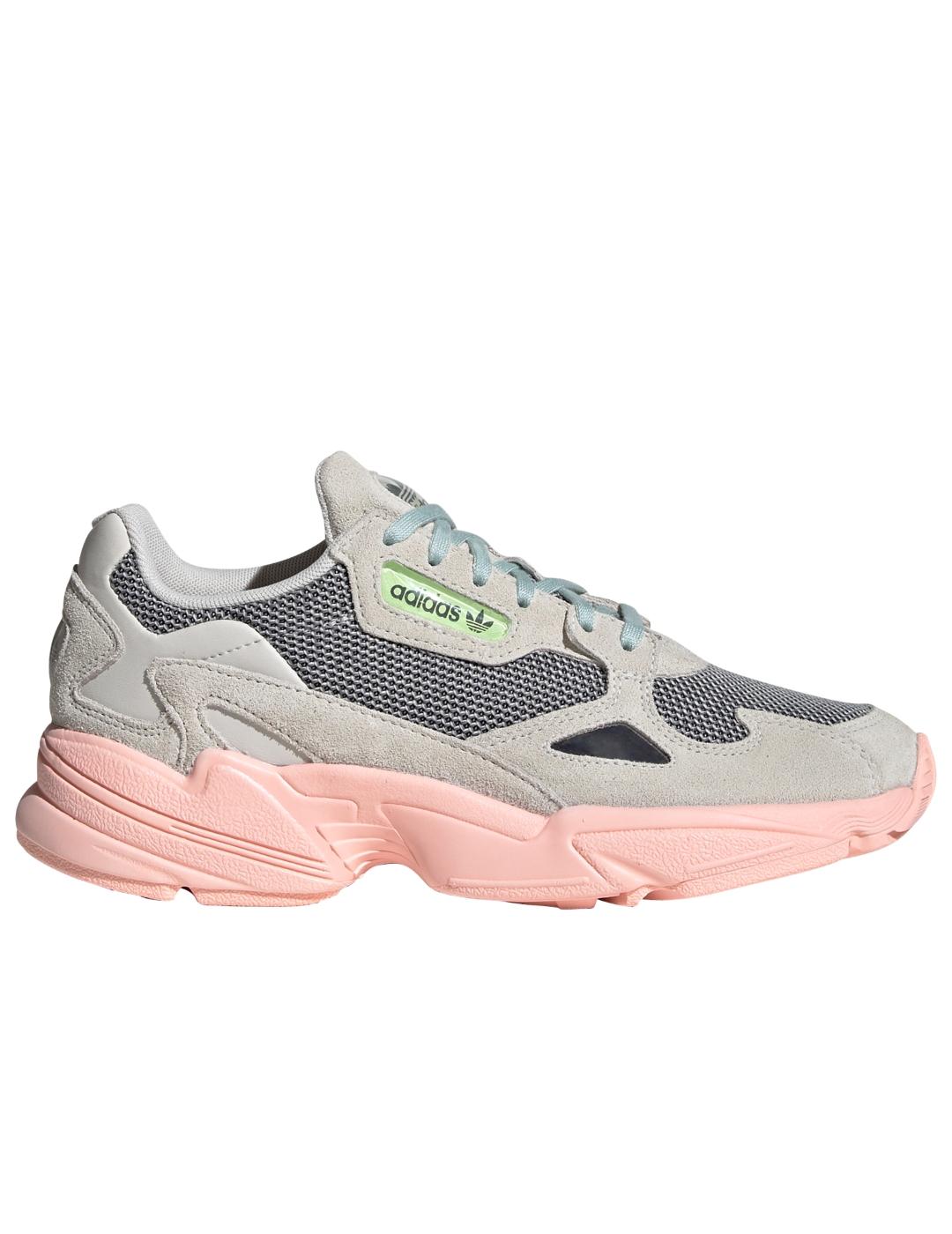 Tóxico Tren Café Zapatillas adidas falcon w gris rosa de mujer.