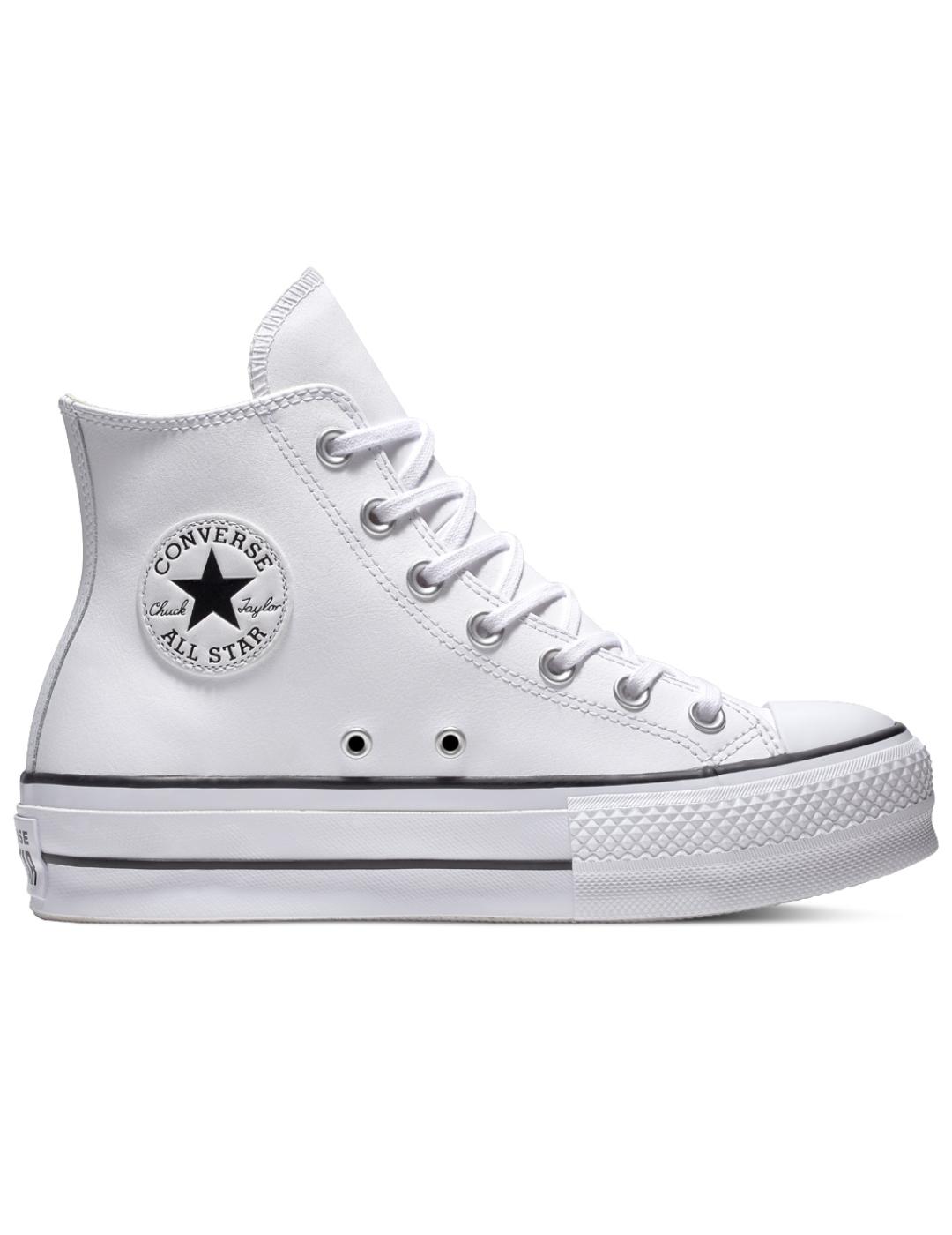 converse plataforma piel blanco de muje