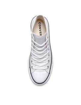 Zapatillas converse altas plataforma piel blanco de mujer.