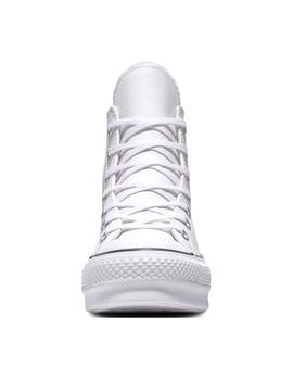 Zapatillas converse altas plataforma piel blanco de mujer.