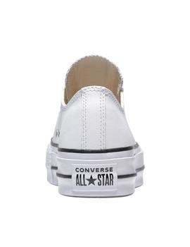 Zapatillas converse baja  plataforma blanco piel de mujer.