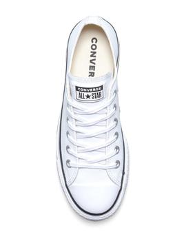 Zapatillas converse baja  plataforma blanco piel de mujer.