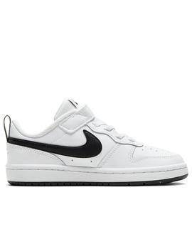 Zapatillas nike court borough low blanco negro de niño.