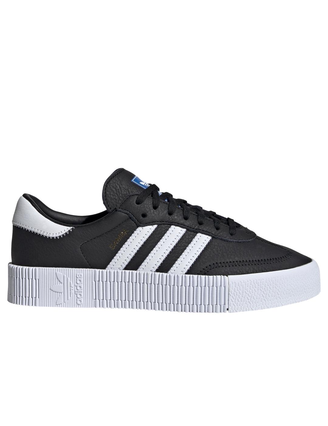 Zapatillas adidas sambarose negro blanco de mujer.