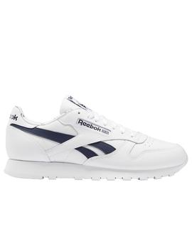 Zapatillas reebok cl lthr blanco marino de hombre.