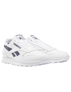 Zapatillas reebok cl lthr blanco marino de hombre.